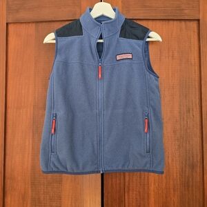 Blue Fleece Vest with Red Accents